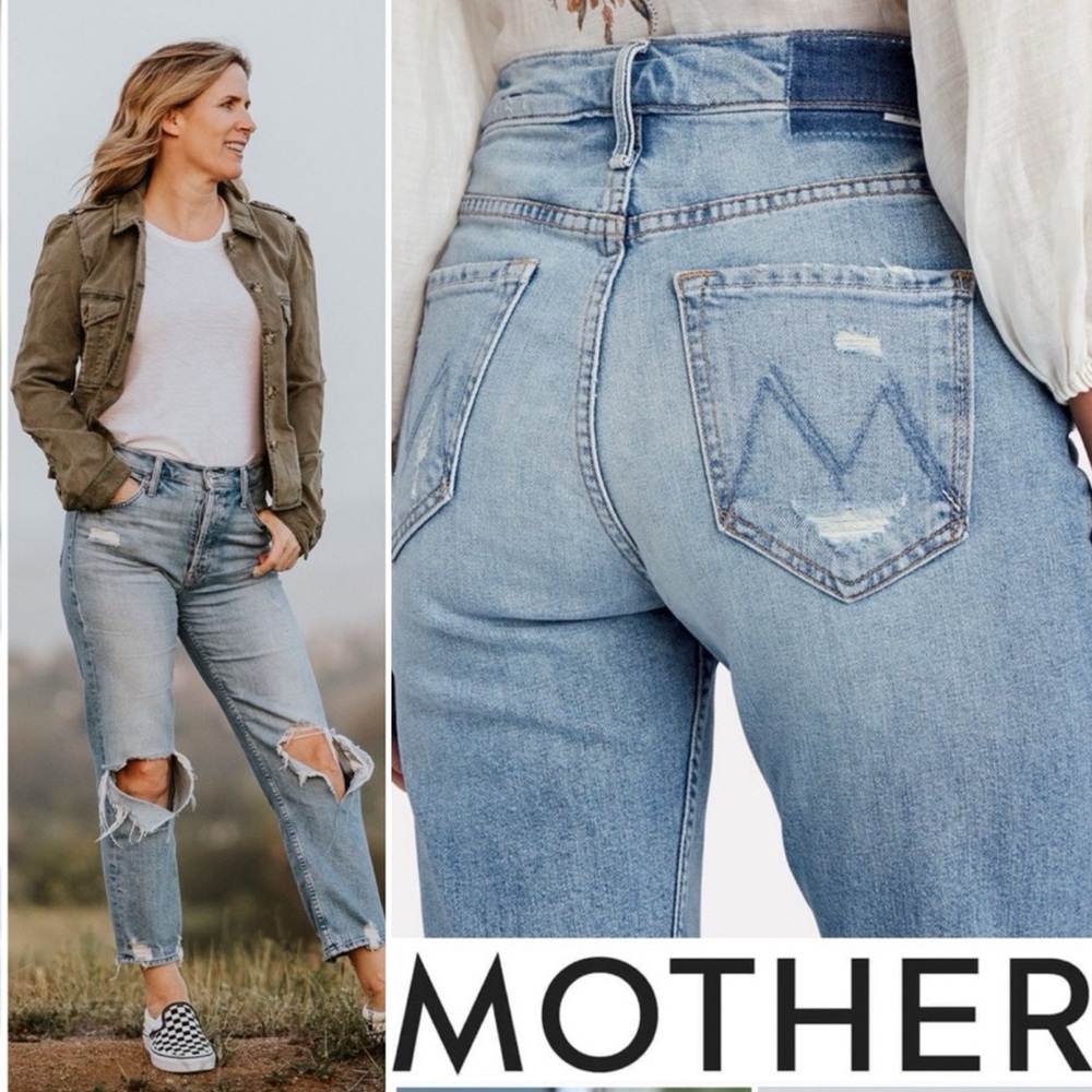 MOTHER Tomcat The Confession Jeans Distressed Cropped Jeans 25 Ankle Light Wash